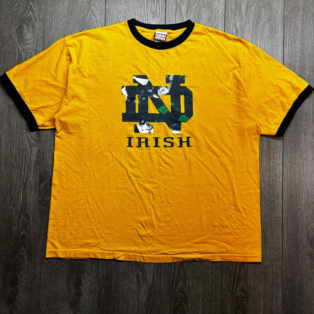Vintage Notre Dame XXL Fighting Irish Ringer T-Shirt Yellow Foot Locker Mens